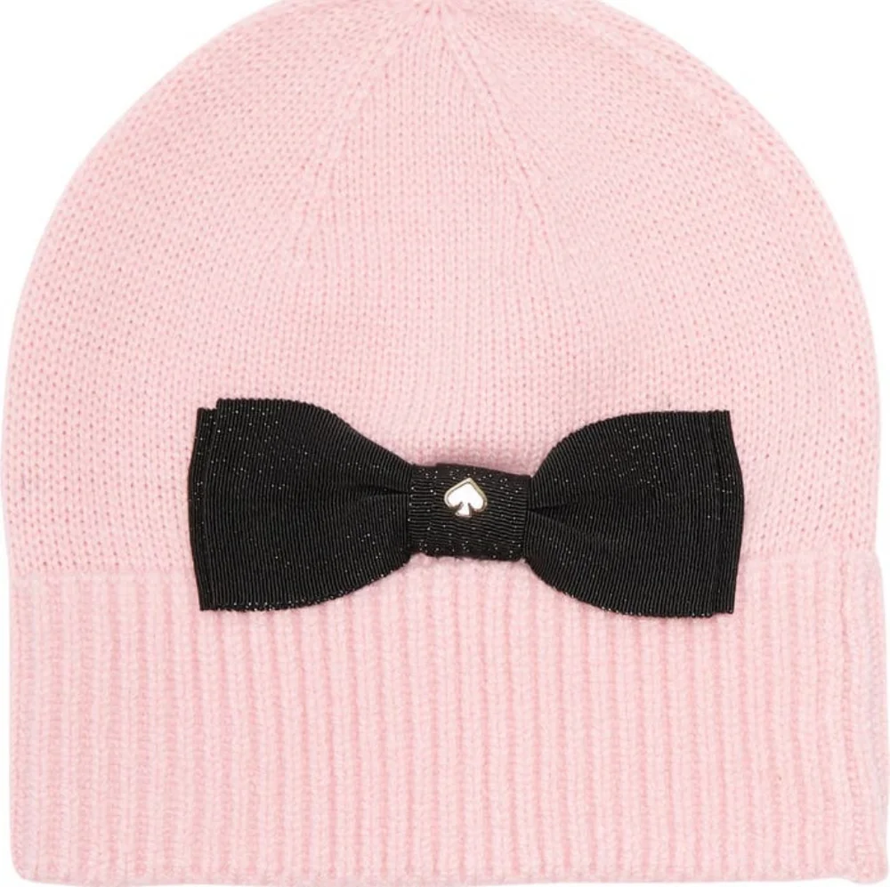 NEW Kate Spade Grosgrain Bow Knit Beanie in Tutu Pink
